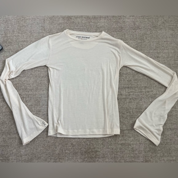 NWOT C'est Normal Cream Long Sleeve Top - Picture 1 of 7